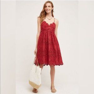 Anthropologie Maeve Red Lace Dress